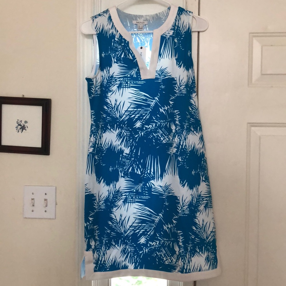 New Nautica Hawaiian blue and white dress